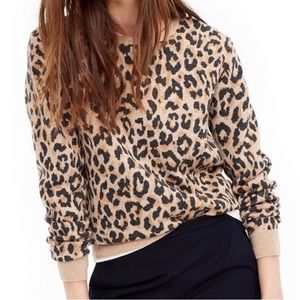 J. Crew Merino Wool Leopard print Pullover Crewneck Sweater